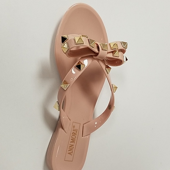 Girls Beige/ Nude Studded Jelly Sandals - Picture 3 of 4